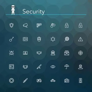 Security Line Icons Stock Illustration