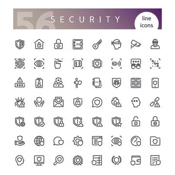 Security Line Icons Set Stock Illustration