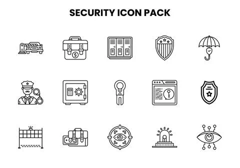 Security Line UI Icons Pack Stockillustratie