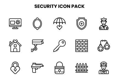 Security Line UI Icons Pack Stock Illustration