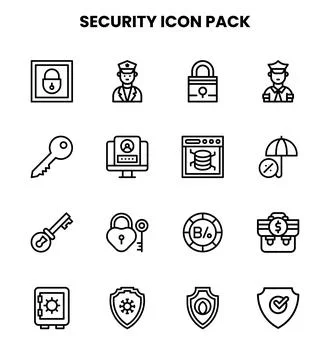 Security Line Vector Icons Pack イラスト素材