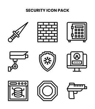 Security Line Vector Icons Pack 스톡 일러스트