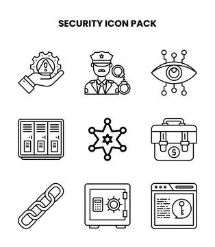 Security Line Vector Icons Pack Stock Illustration