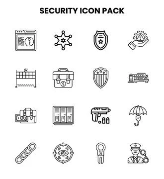 Security Line Vector Icons Pack イラスト素材