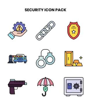 Security Lineal Color Graphics Icons Pack Stock Illustration