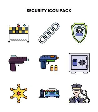 Security Lineal Color Set Icons Pack Illustrazione stock