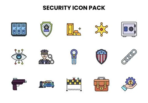 Security Lineal Color Vector Icons Pack Stock Illustration