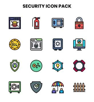 Security Lineal Color Vector Icons Pack Ilustración de archivo