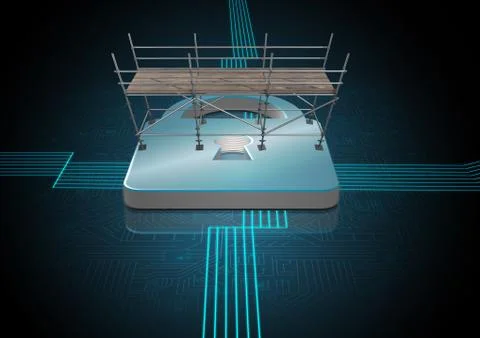 Security Lock with 3D Scaffolding イラスト素材