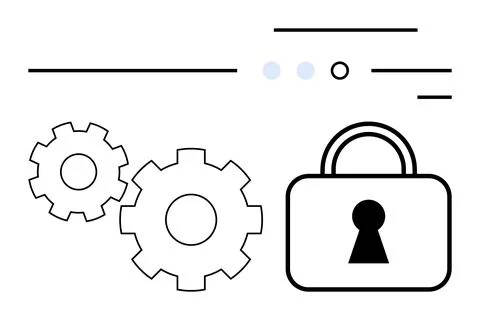 Security Lock and Gears Representing Data Protection and Mechanical Systems.. Stock Illustration