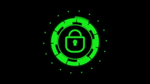 Security lock animation with green digital icon. Security lock data protect.. Stock Footage 337132210