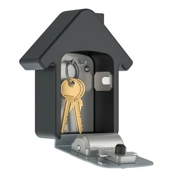 Security lock box with digit code and keys inside, for storage and transfer.. Stock Illustration
