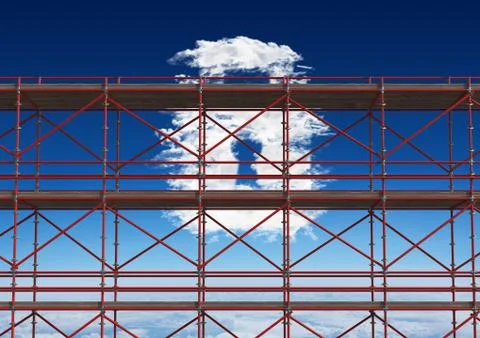 Security Lock cloud with 3D Scaffolding Stock Illustration