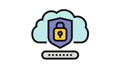 Security lock cloud computing color icon animation Stock Footage 326108374