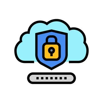 Security lock cloud computing color icon vector illustration イラスト素材