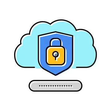 Security lock cloud computing color icon vector illustration Stock Illustration