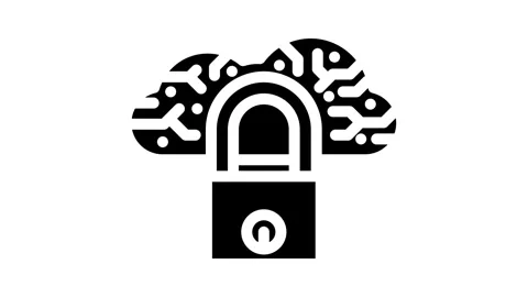 Security lock cloud computing glyph icon animation Stock Footage 326735959