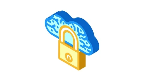 Security lock cloud computing isometric icon animation Stock Footage 327280959