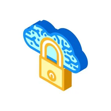 Security lock cloud computing isometric icon vector illustration Illustrazione stock