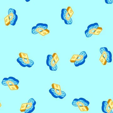 Security lock cloud computing isometric icon seamless pattern Stock Illustration