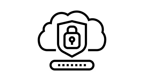 Security lock cloud computing line icon animation Stock Footage 326125873
