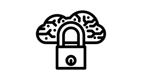 Security lock cloud computing line icon animation Stock Footage 326752010