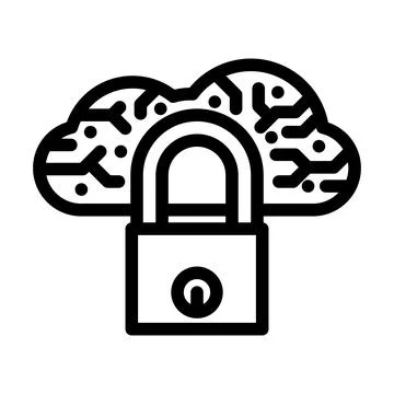 Security lock cloud computing line icon vector illustration Stock Illustration