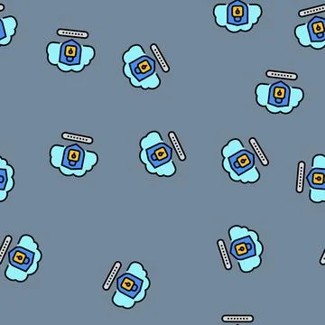 Security lock cloud computing vector seamless pattern Stock Illustration