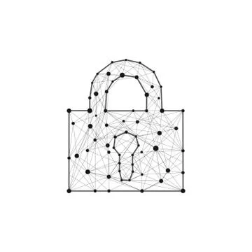 Security lock composed of polygons lines and dots. Concept of data protection Stock Illustration