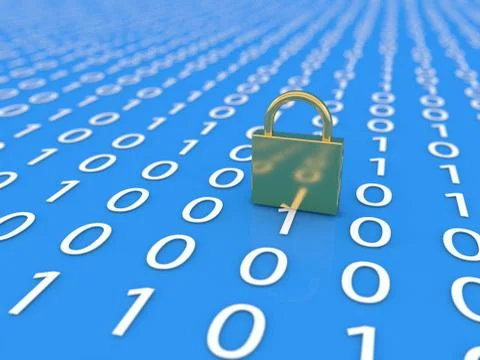 Security lock on digital data background. Stock Illustration