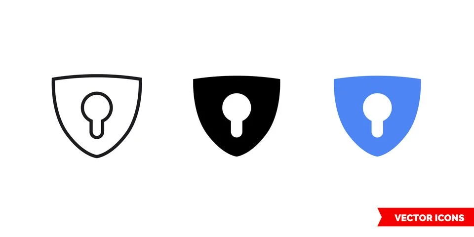 Security lock icon of 3 types. Isolated vector sign symbol. Stock Illustration