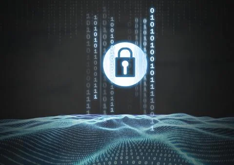 Security lock icon and code 库存插图