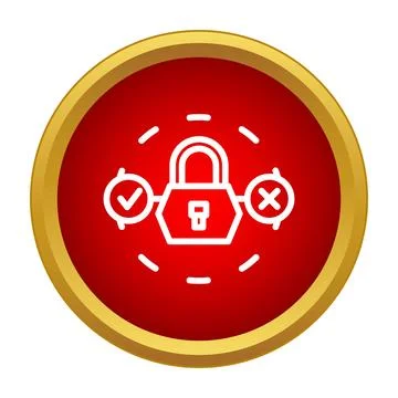 Security lock icon with approval and denial symbols Illustrazione stock