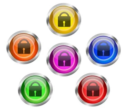 Security lock icon button Stock Illustration