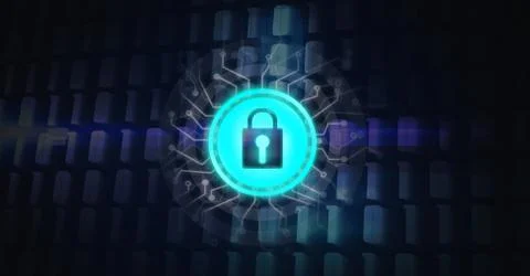 Security lock icon in city Stock Illustration