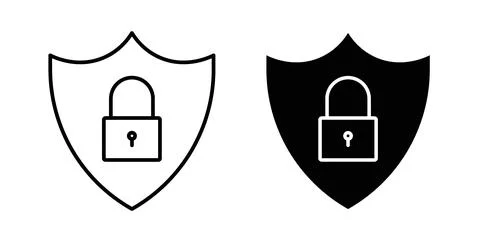 Security lock icon collection in black, Line icons, flat symbols イラスト素材