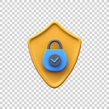 Security lock icon. Security symbol 3d render Stock Illustration