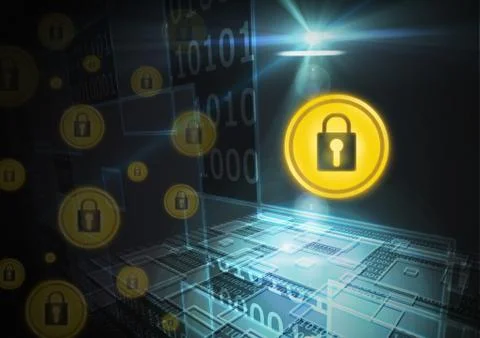 Security lock icons with code 库存插图