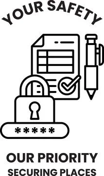 A security lock with a key and a pen Stockillustratie