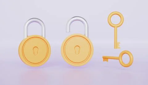 Security lock with Key icon, padlock isolated on white background Stock Illustration
