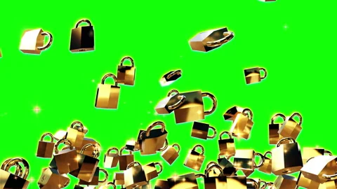 Security lock particle loop animation green screen Video stock 163407731