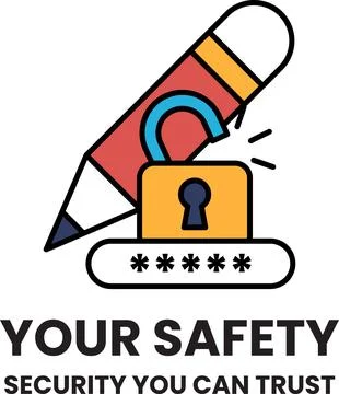 A security lock with a pen on top of it Illustrazione stock