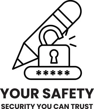 A security lock with a pen on top of it Illustrazione stock