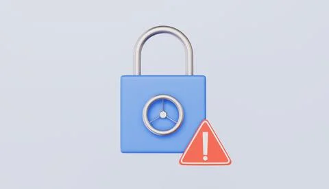 Security lock protection with alert, login account password and information Stock Illustration