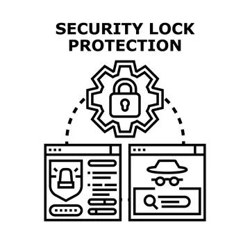 Security lock protection securing digital data access Stock Illustration