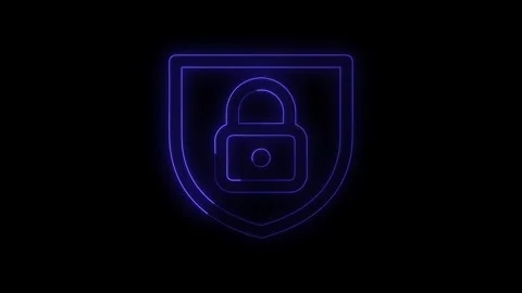 Security lock shield Neon Glow icon animation Stock Footage 276880614