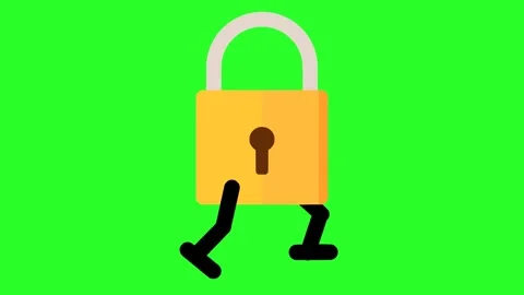 Security Lock Sprinting with Black Legs on Green Backdrop 库存影片 314889745