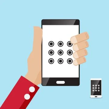 Security locked screen smartphone in hand vector illustration Stock Illustration