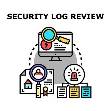 Security log review detecting system errors and threats Ilustración de archivo