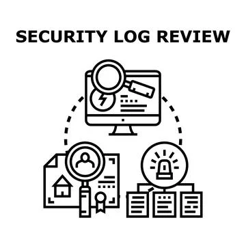 Security log review detecting system errors and threats Stock Illustration